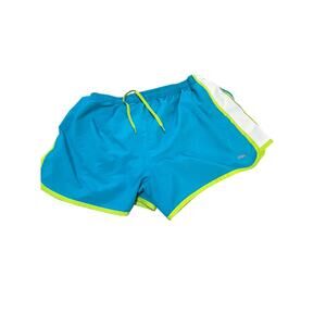 Reebok PlayDry Women’s Running Shorts Size Medium Teal Blue Neon Green Lined
